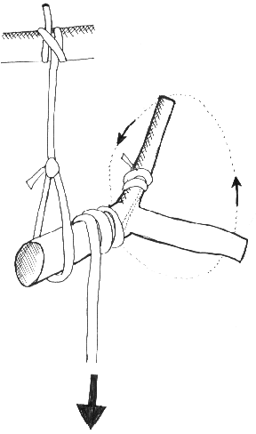 Drawing showing donkey used to raise a load